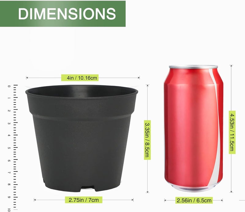 SwinDuck 4 inch Small Plant Pots, 28 Pack Plastic Planters with Drainage Holes and Saucers for Flowers Plants, Succulents, Seed Starting Pots, Black - Image 2